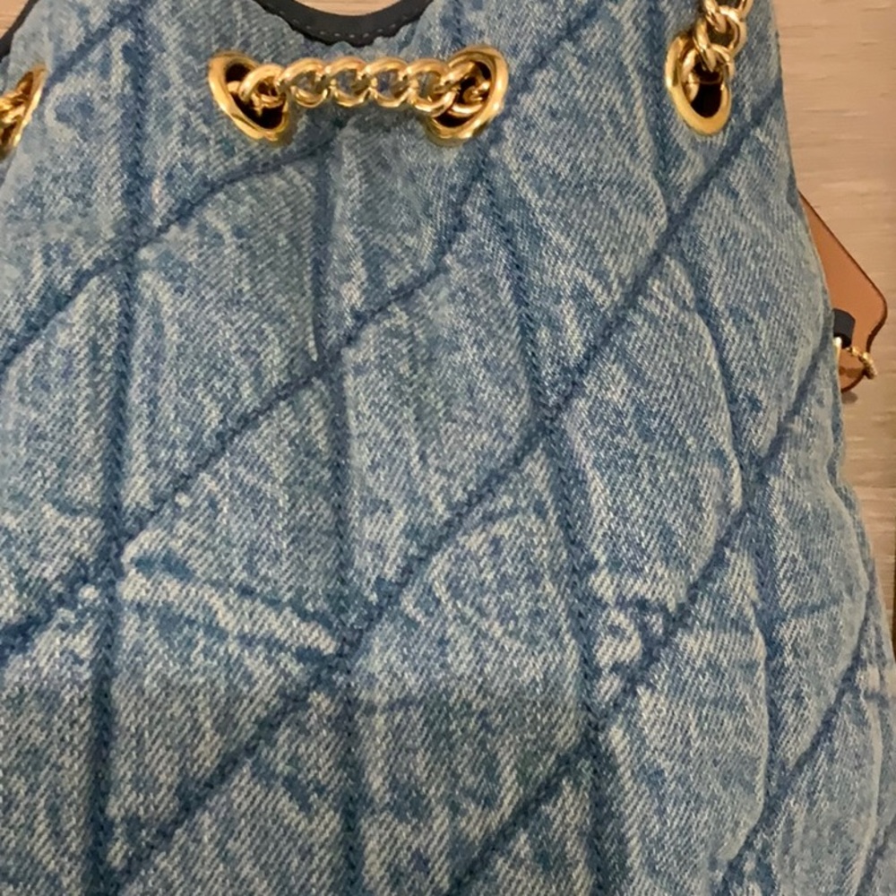 Coach Quilted Denim Shoulder Bag with Gold Hardware - Picture 11 of 13